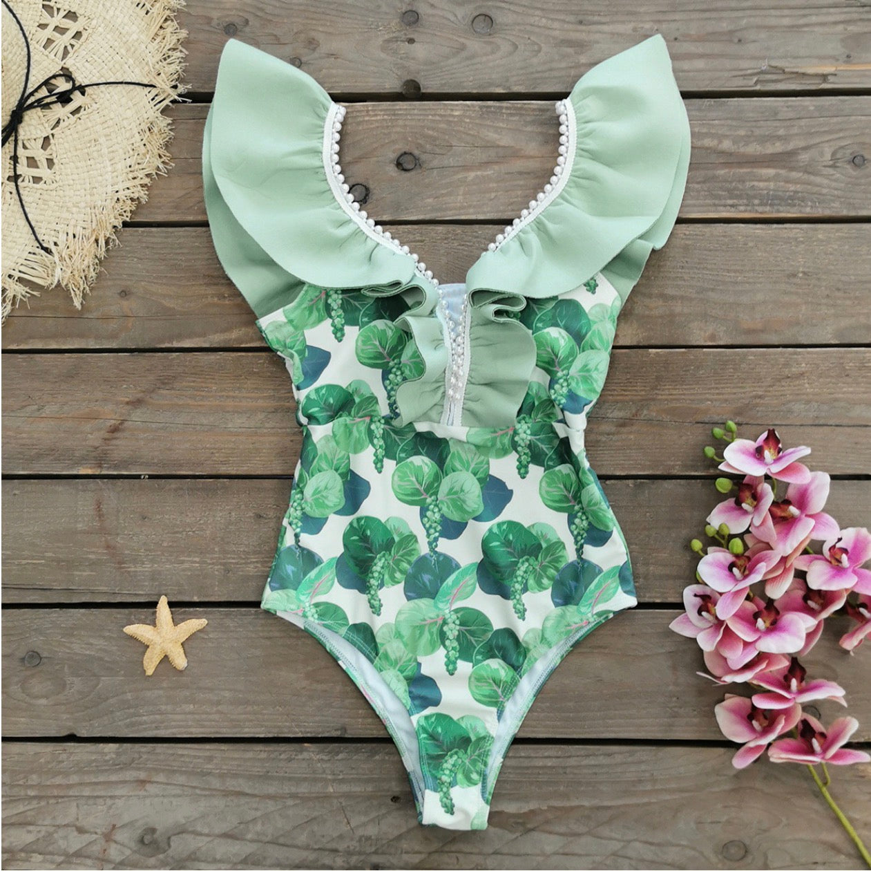Solid Color One-Piece Swimsuit for Women