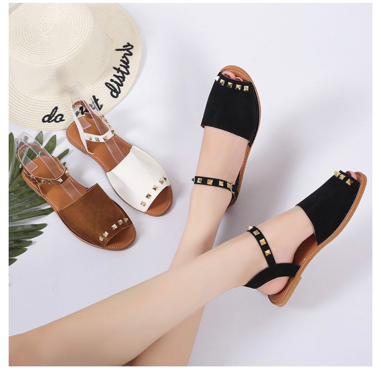 Rivet Sandals for Women - Summer Flat Beach Shoes