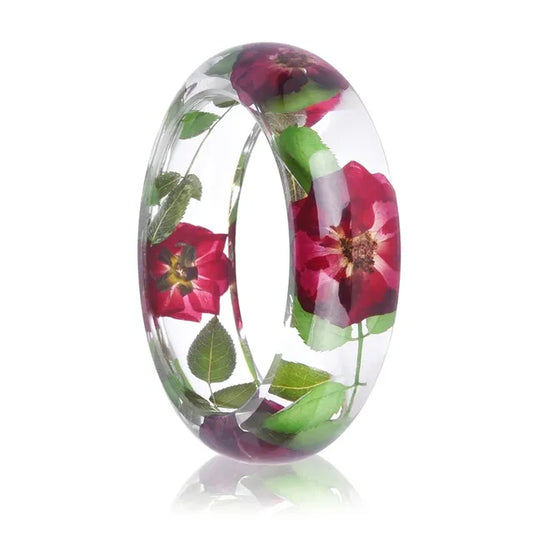 Dried Flower Resin Bracelet Bangle Jewelry for Women