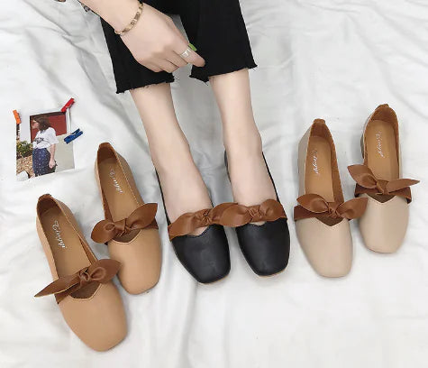 Autumn Women's Flats with Bow, Korean Style Slip-On