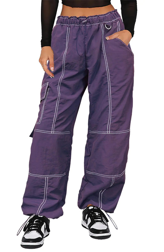 Cargo Pants for Women. Baggy Stitch Parachute Pants, Y2K Pants for Girls