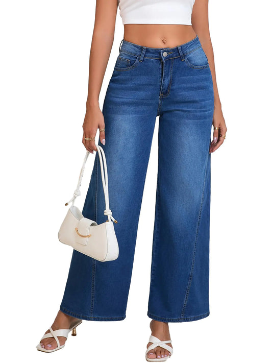 Wide Leg Baggy Jeans. High Waisted Loose Boyfriend Denim Pants