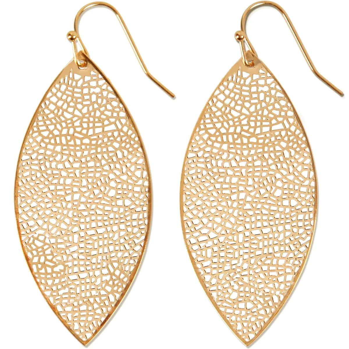 Gold Leaf Earrings for Women - Gold Dangle Drop Earrings for Women, Boho Big Filigree Dangly Large Earrings