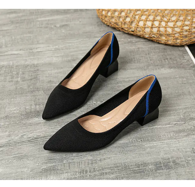 Women's Breathable Woven Pointed High Heels Shoes
