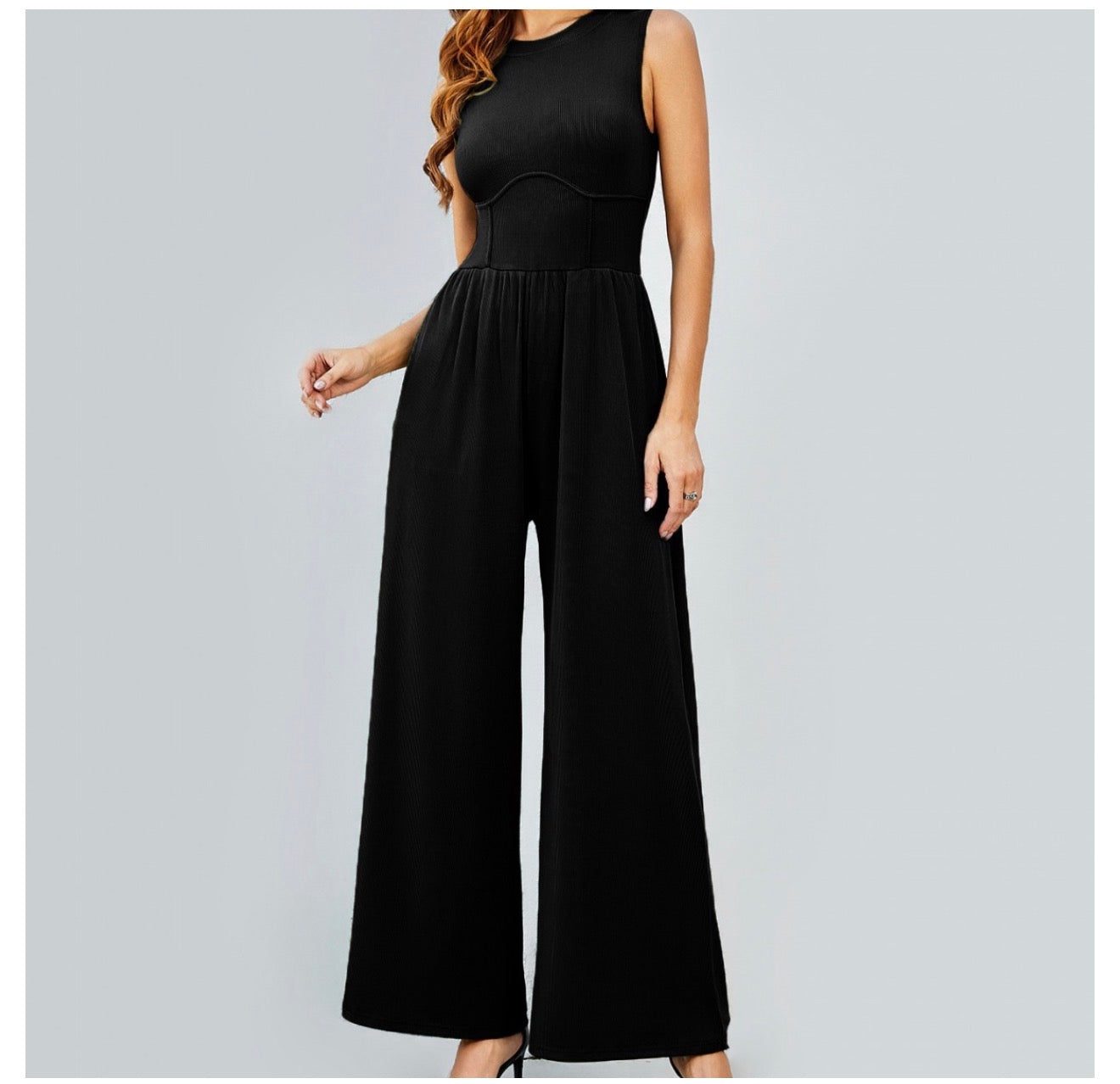Sleeveless Women's Jumpsuit with Wide Legs (One Piece)