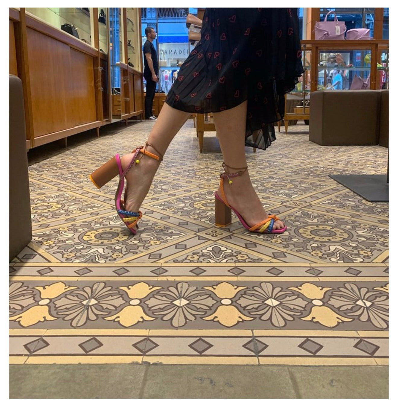 Plus Size Women's Heels with Colorful Straps and Block Heels