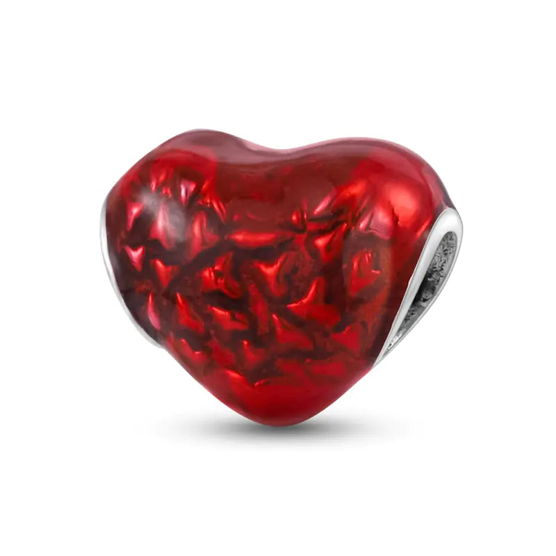 S925 Silver Plated Heart Bead Charm Bracelet Necklace