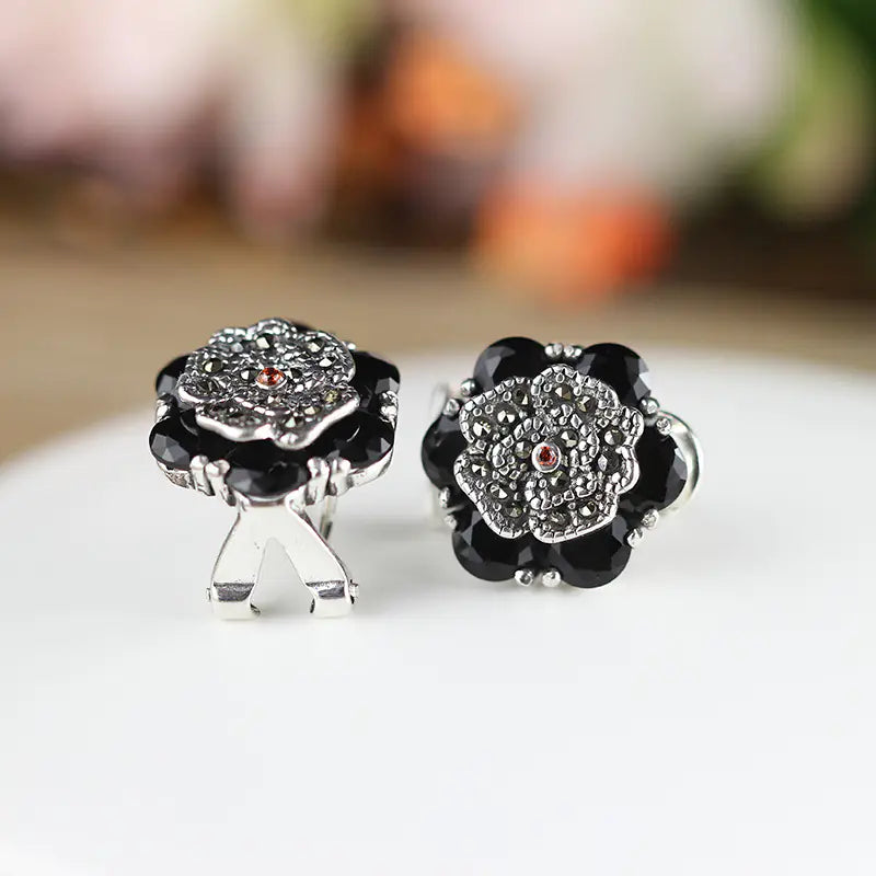 Stylish S925 Silver Garnet Earrings for Women