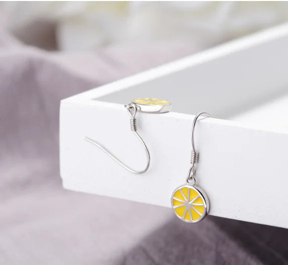 925 Silver Simple Lemon Earrings for Women