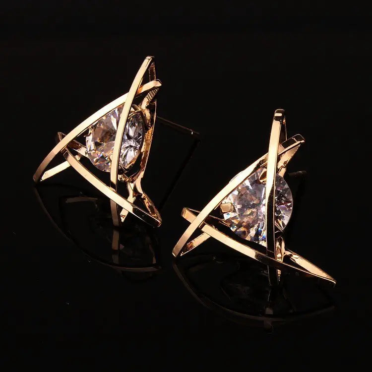 Geometric Zircon Stud Earrings for Women