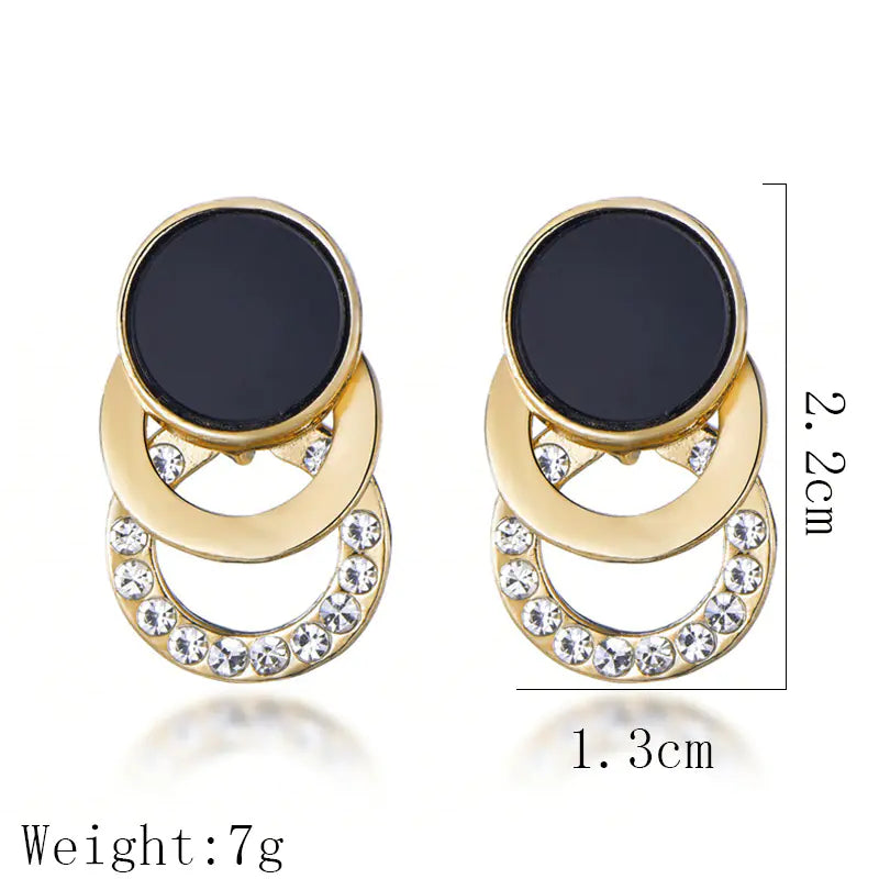 Geometric Rhinestone Earrings for Women - Hypoallergenic