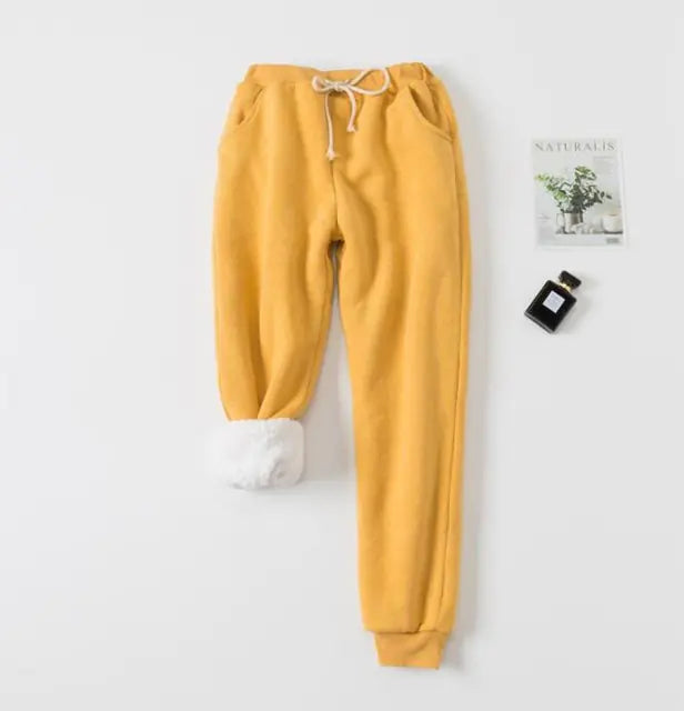 Winter Thickened Lamb Fleece Jogger Pants for Women