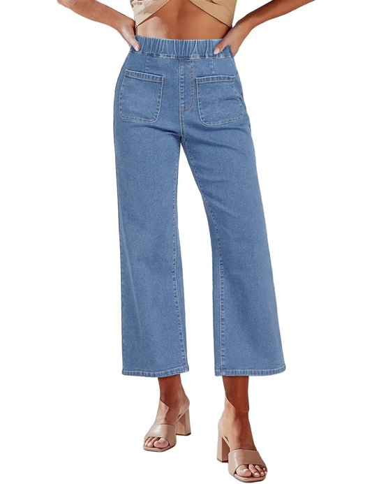Pull On High Waisted Cropped Jeans Denim Pants. Stretchy Roadknight Blue Women Baggy Jeans. Size Small Fits Sizes 4 and 6