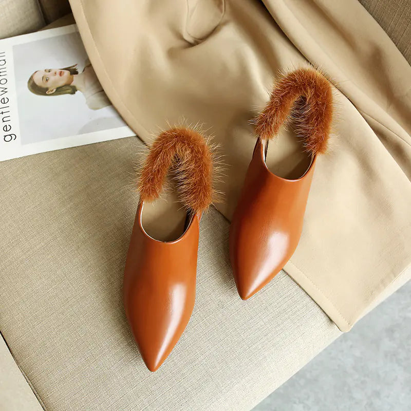 Korean Style Women's Leather Ankle Boots with Heels