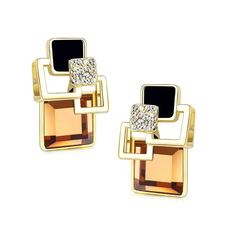 Korean Style Square Crystal Earrings for Women