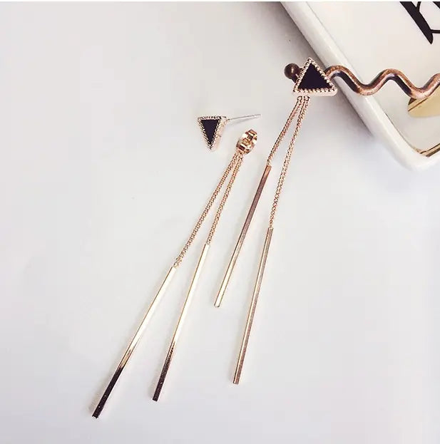 Fashionable Long Triangle Earrings with Tassels for Women