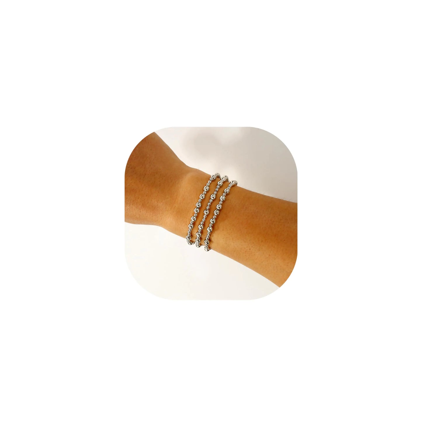 Stretch Stackable Newton Plated Stack Beaded Ball Bracelet Sets. Elegance 11 designs Silver Women Bracelets.