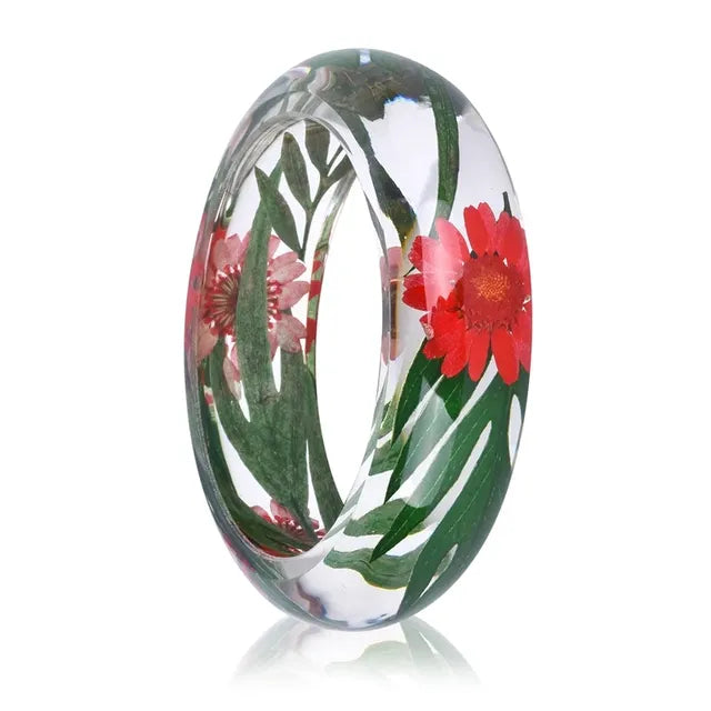 Dried Flower Resin Bracelet Bangle Jewelry for Women
