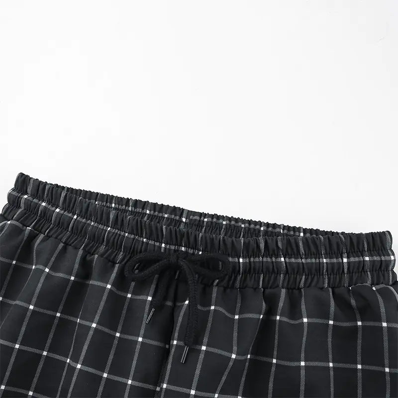Reflective Color Block Plaid Jogger Pants for Women