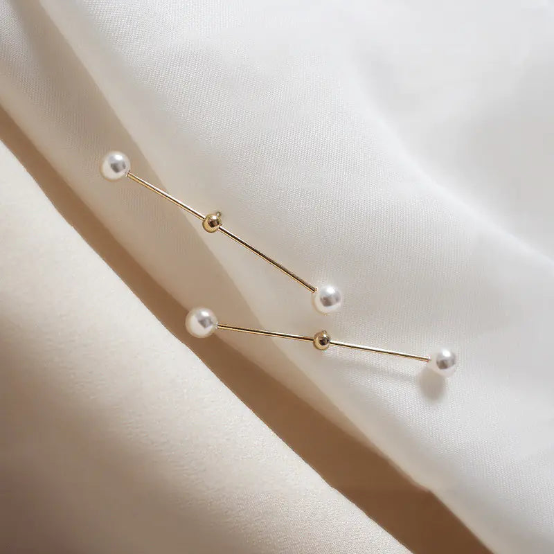 Natural Pearl Asymmetrical Earrings for Women, Designer