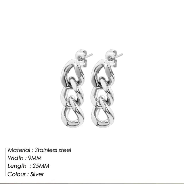 Punk Cuban Chain Earrings for Women's Business Party
