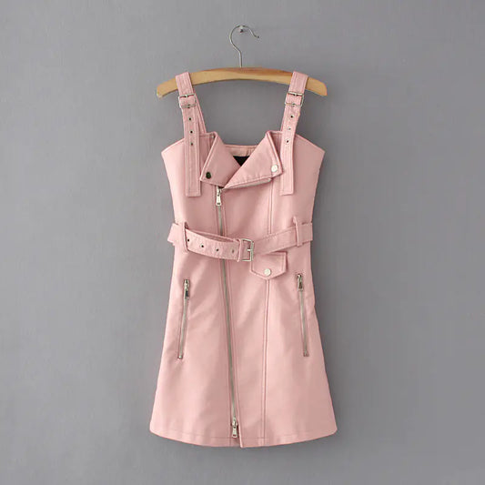 Strap Dress, PU Dress, Casual Dress