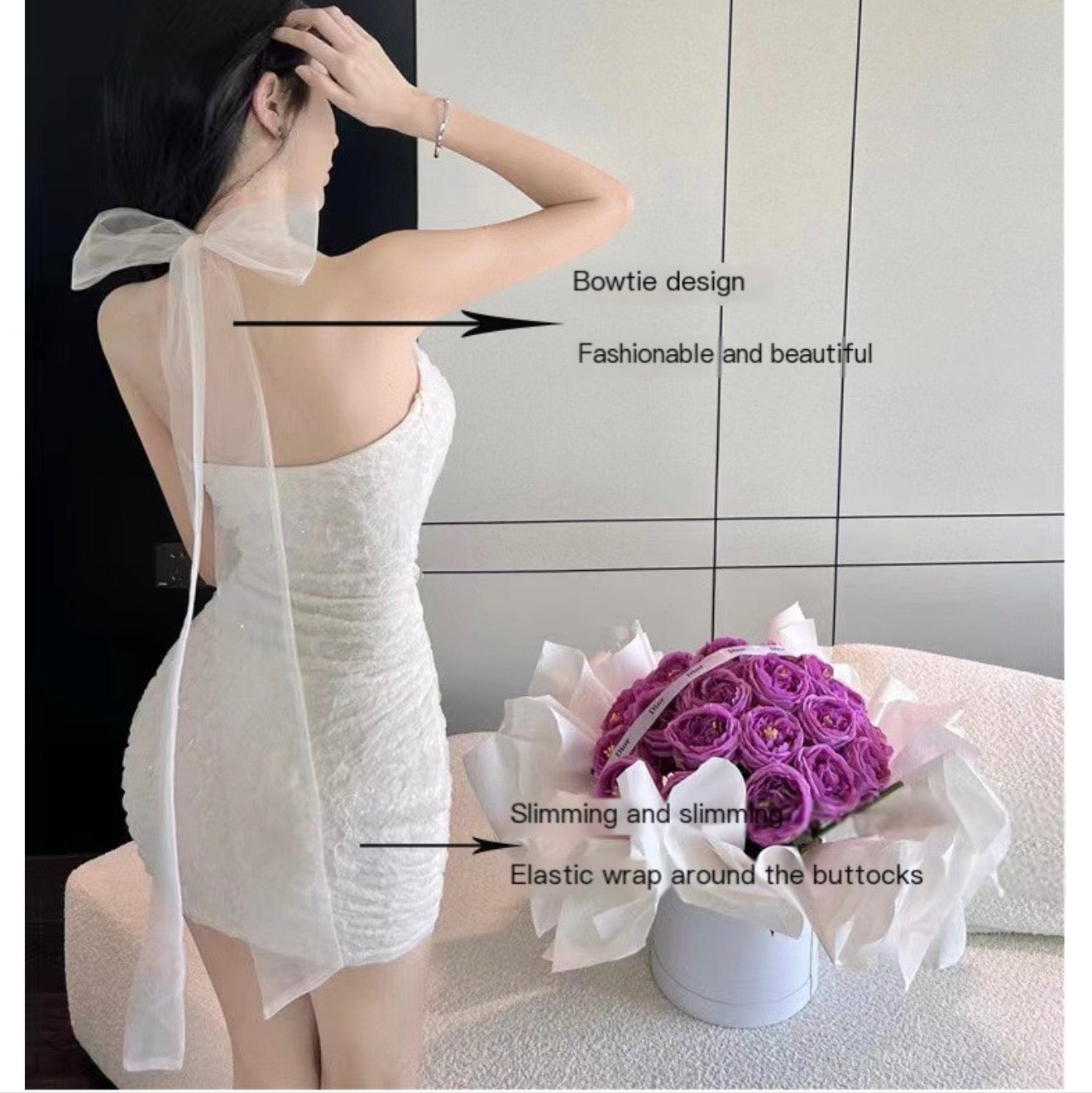 Cross-Border Sexy Asymmetrical Bodycon Dress