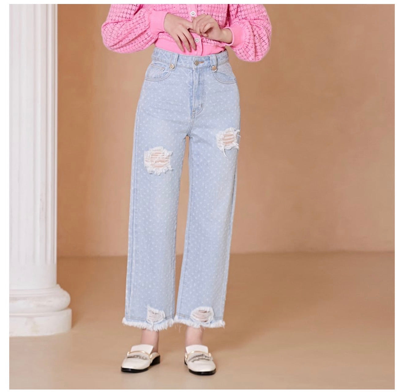 Women's High Waist Ripped Casual Jeans
