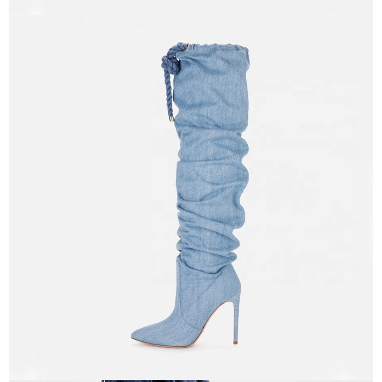 Fashionable Long Denim Stiletto Boots for Women