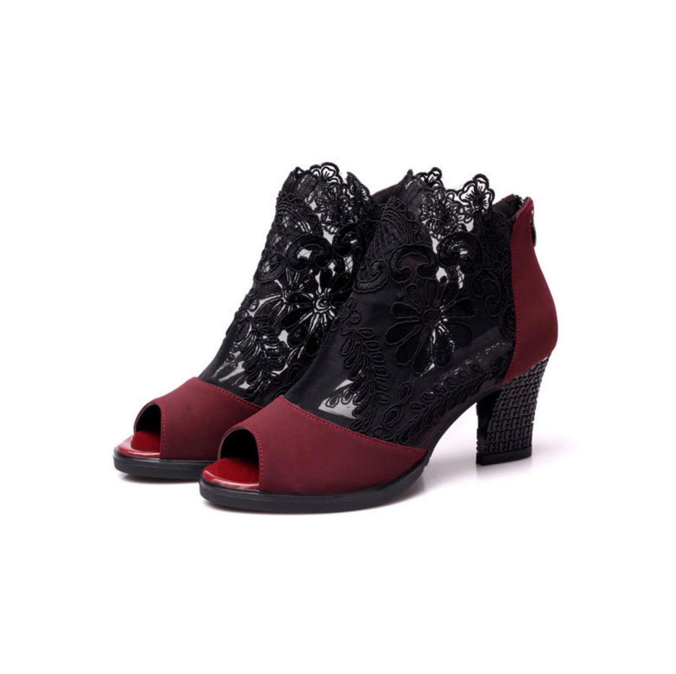 New Spring Autumn Lace Peep Toe Women's Heels