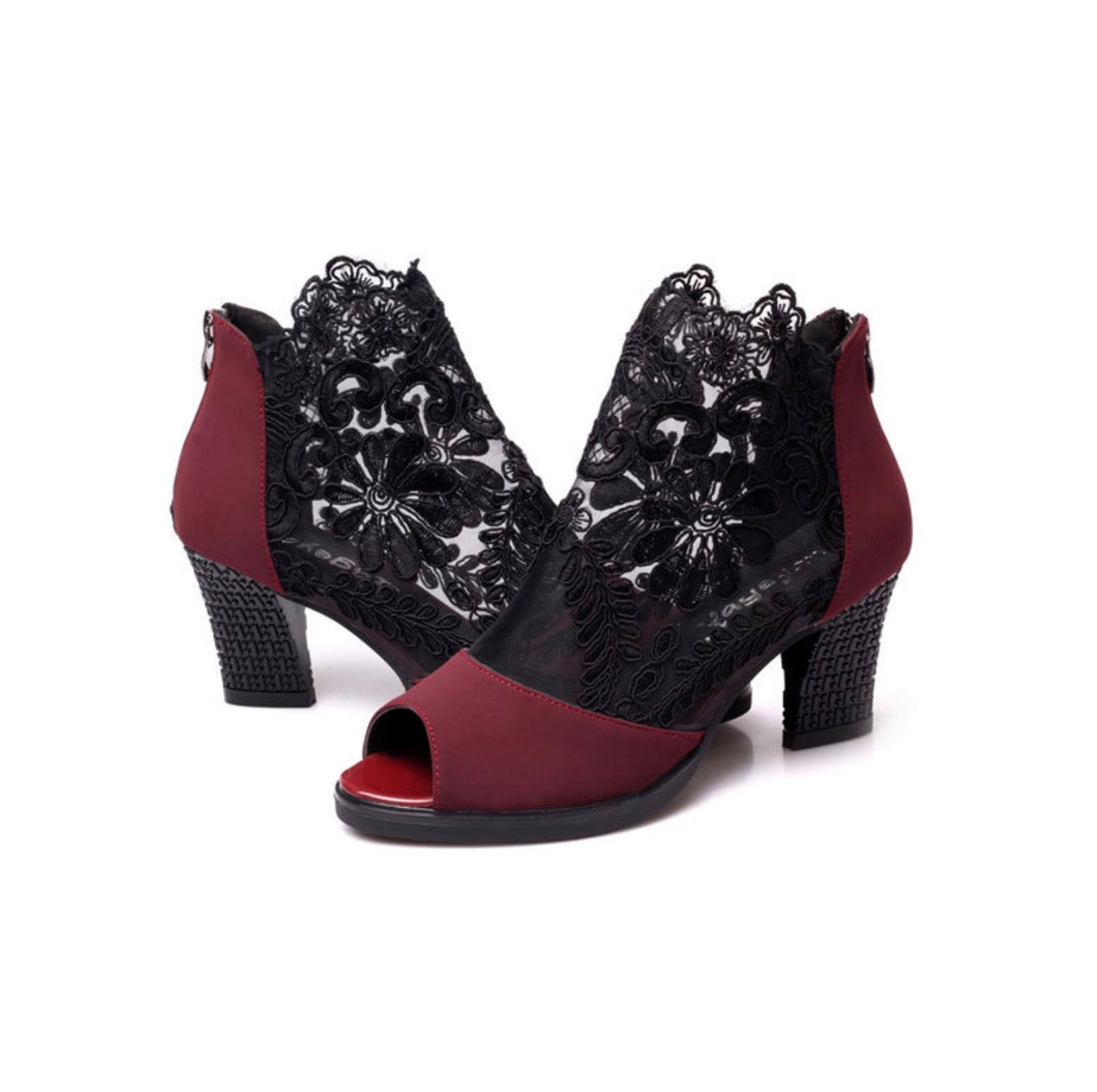New Spring Autumn Lace Peep Toe Women's Heels