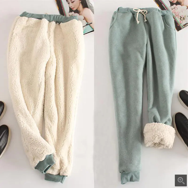 Winter Thickened Lamb Fleece Jogger Pants for Women