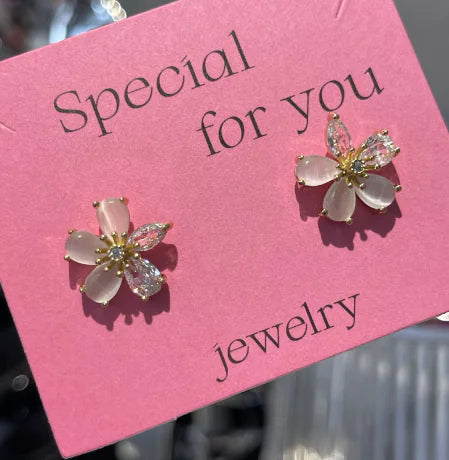 Handmade Flower Cat Eye Earrings for Women