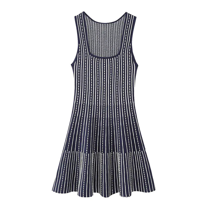Women's Sleeveless Striped Knit Mini Dress