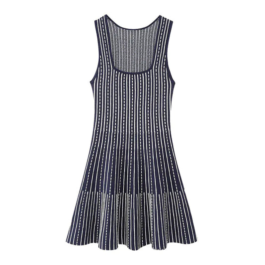 Women's Sleeveless Striped Knit Mini Dress