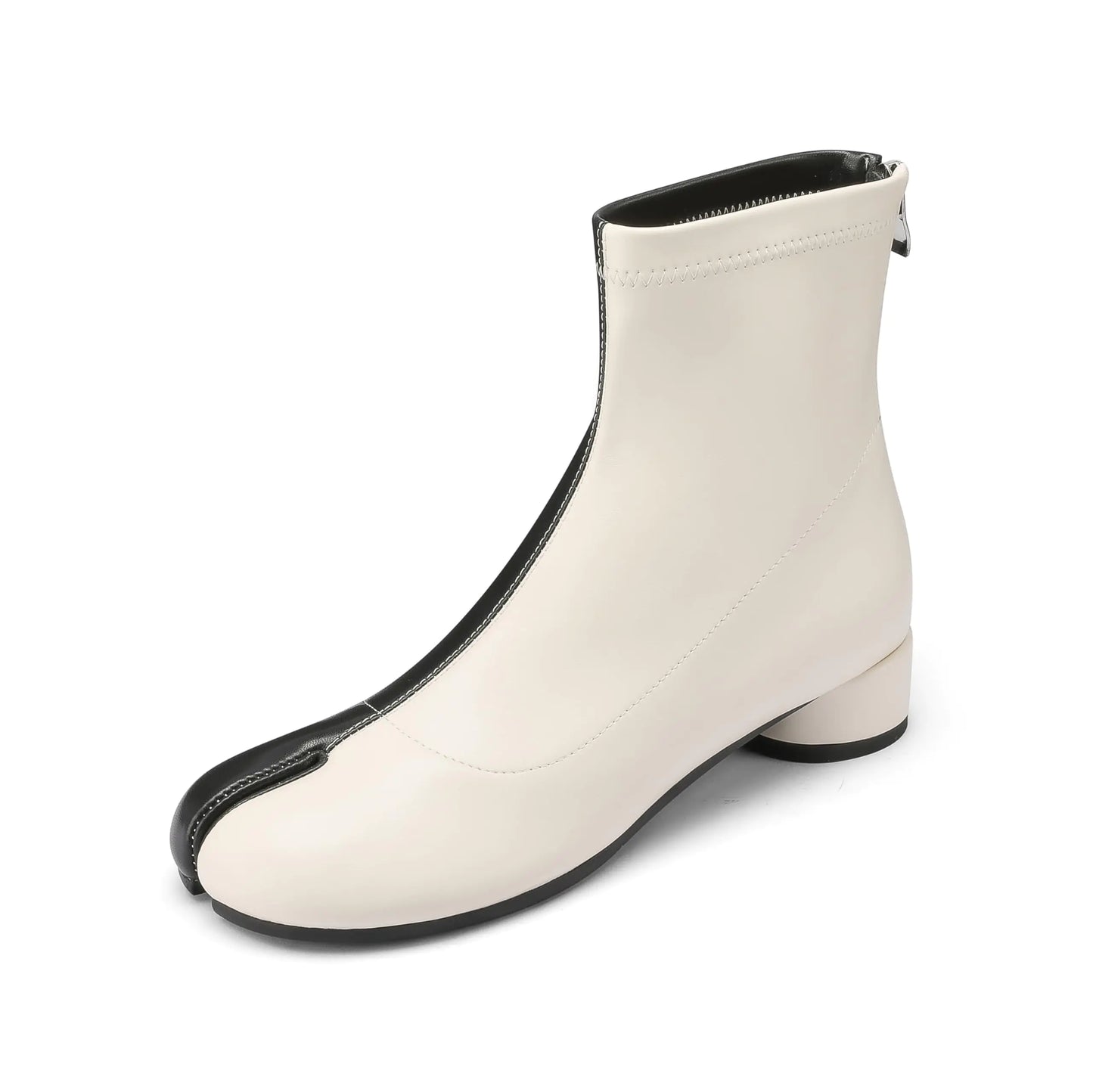 Split Toe Ankle Boots for Women. Japanese Ninja Low Heel Block shoes, Artificial Leather