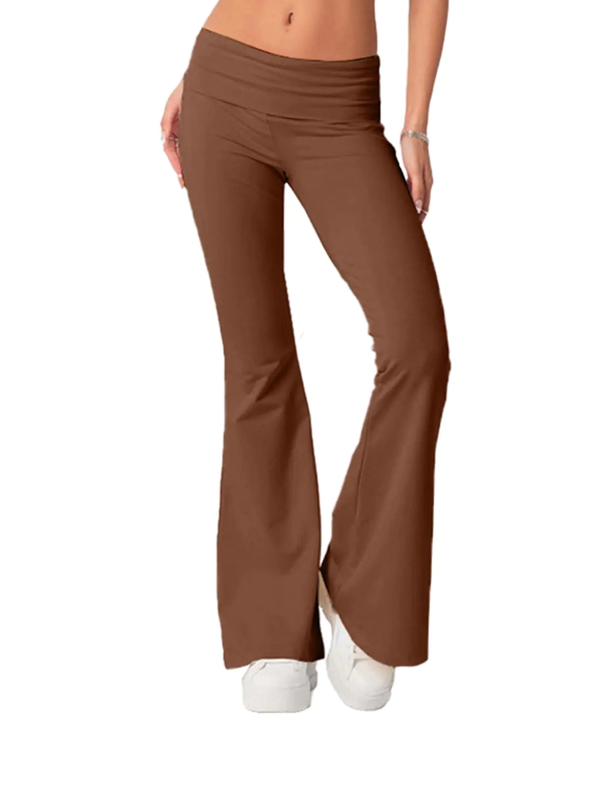 Flare Leggings for Women. Skinny Fold Over Bootcut Yoga Pants, Low Rise Sweatpants