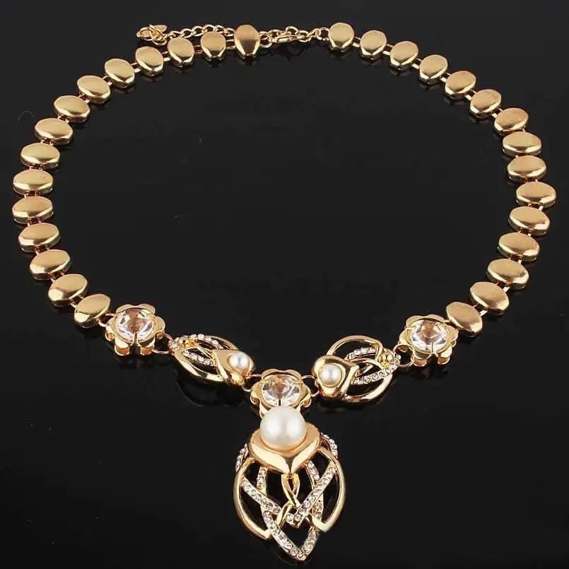 Vintage Pearl Heart Jewelry Set - Necklace, Bracelet, Earrings