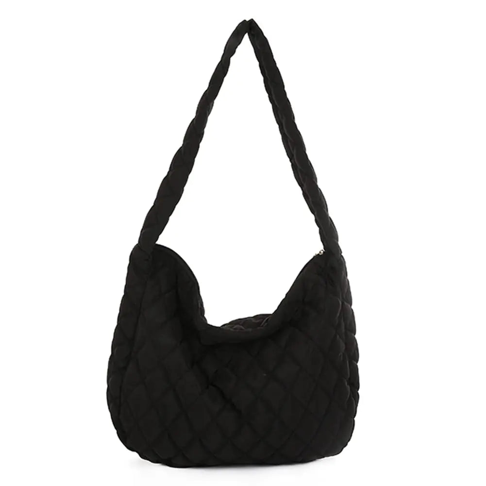 Tote bag for Women - Lightweight Quilted Padding Shoulder Bags, Down Cotton Padded Lattice Crossbody Bag with Zip Closure