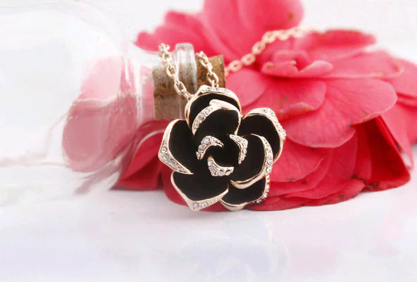 Camellia Earrings, Necklace, and Ring Jewelry Set