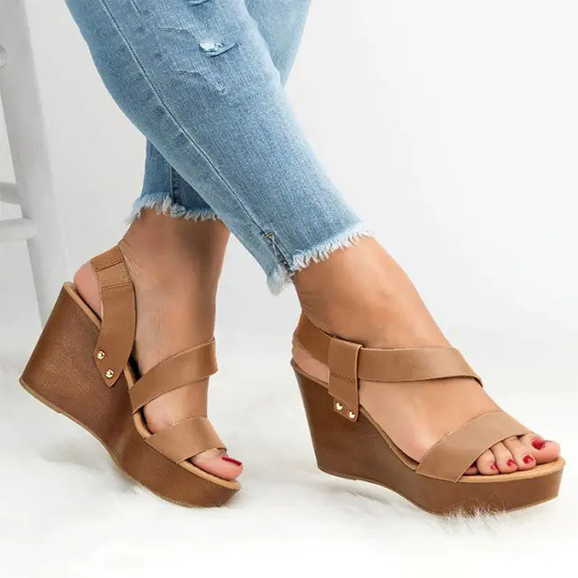 Women's Summer Casual Slip-On Wedge High Heels Shoes