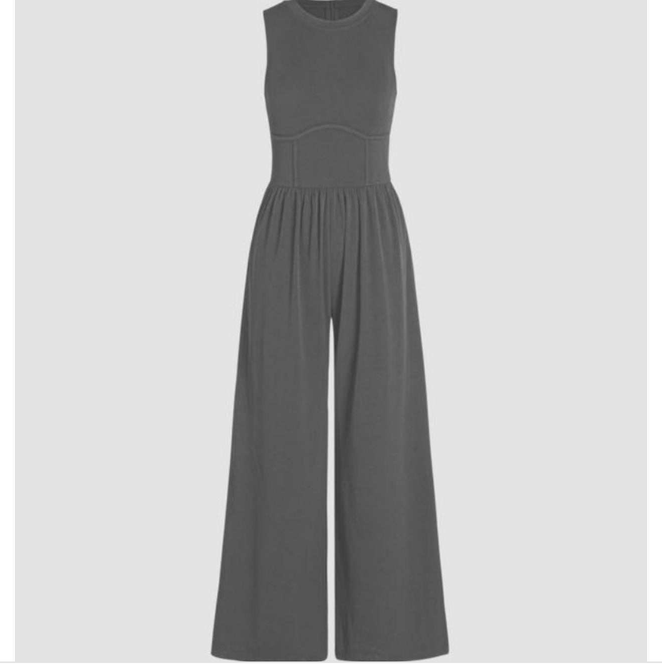 Sleeveless Women's Jumpsuit with Wide Legs (One Piece)
