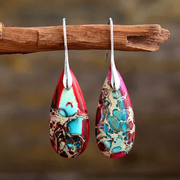 Colorful Teardrop Pendant Earrings for Women