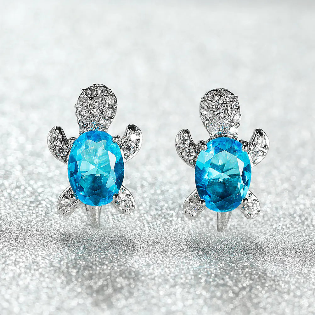 Creative Turtle Zircon Earrings for Women (Animal Design)