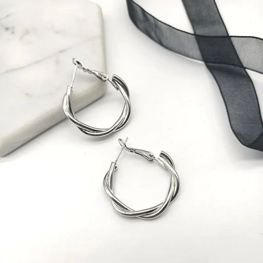 Minimalist Knotted Silver Earrings for Women