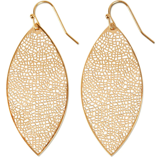 Gold Leaf Earrings for Women - Gold Dangle Drop Earrings for Women, Boho Big Filigree Dangly Large Earrings