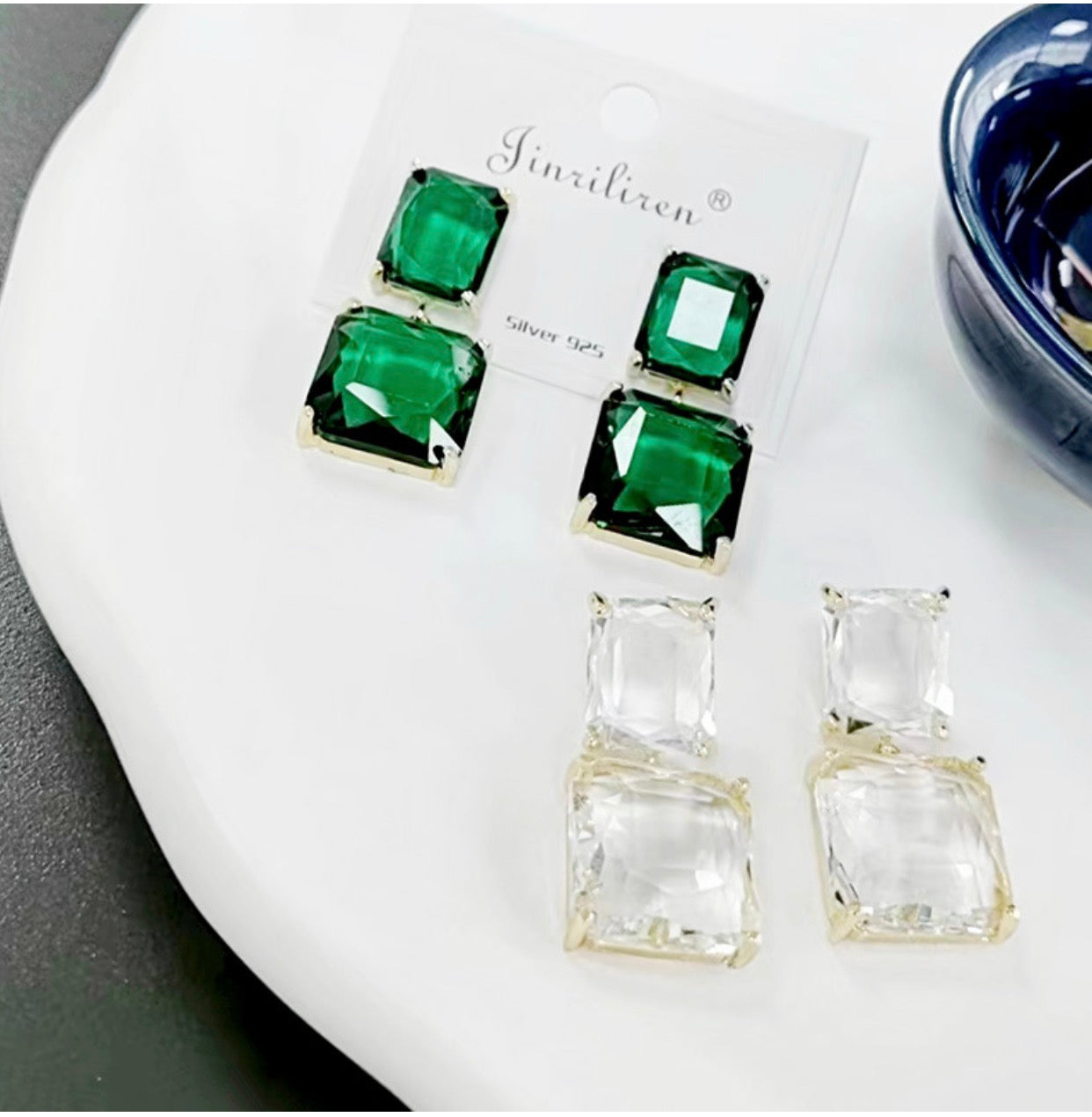 Korean Style Geometric Crystal Earrings for Women