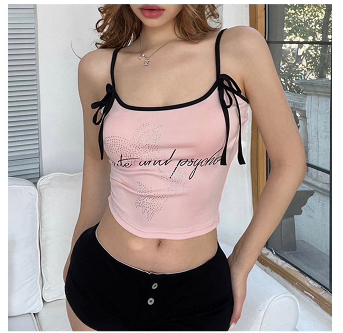 Summer Women's Butterfly Embroidery Crop Top Tank
