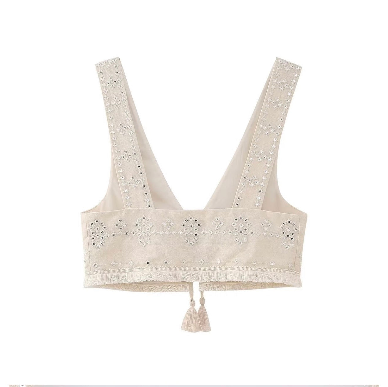 Summer Women's V-Neck Embroidered Lace Tank Top