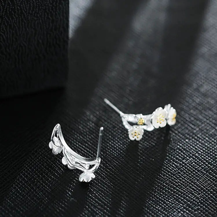 925 Silver Floral Stud Earrings for Women